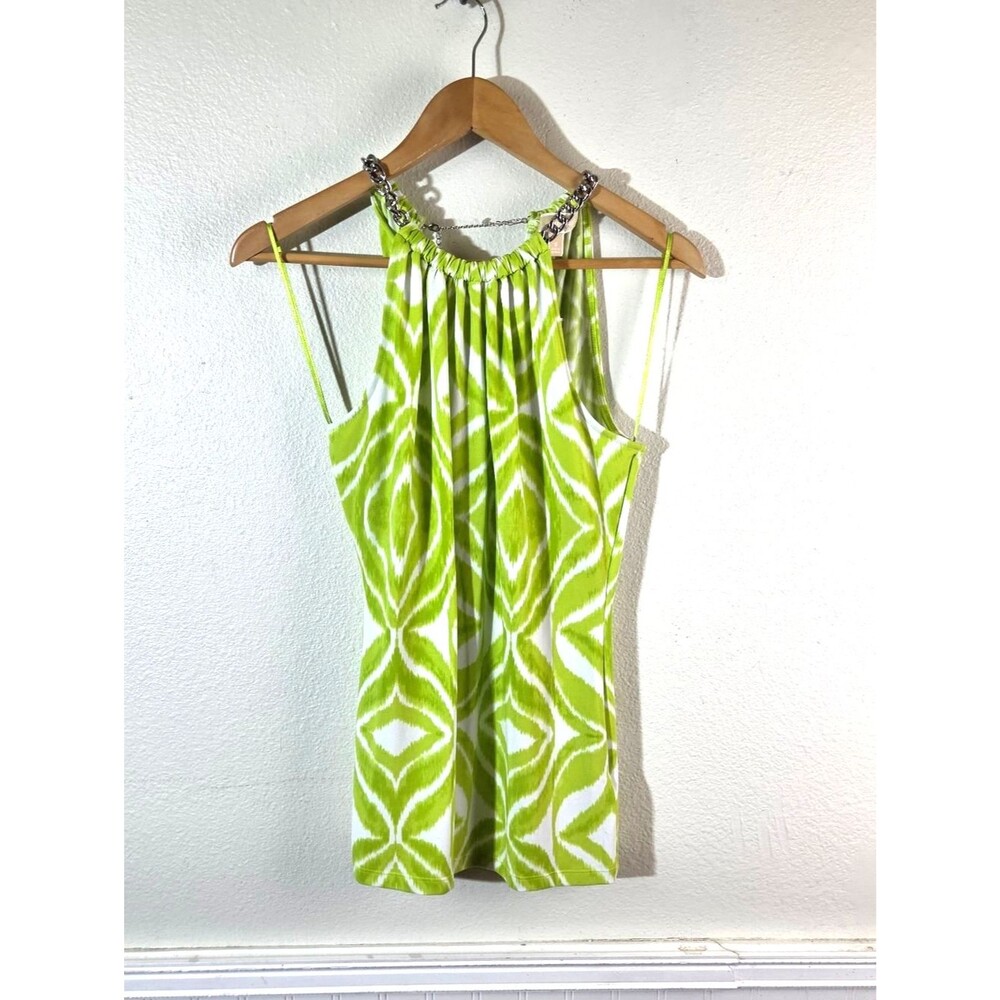 NWT Michael Kors Lime Green Chain Neck Halter Top Small Resort Y2k Vacation